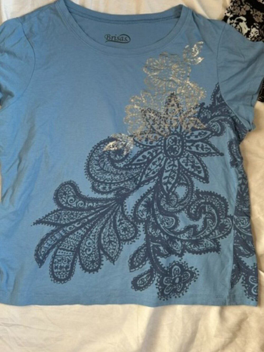 🍋‍🟩 size extra large womens tee shirt bling graphic blue